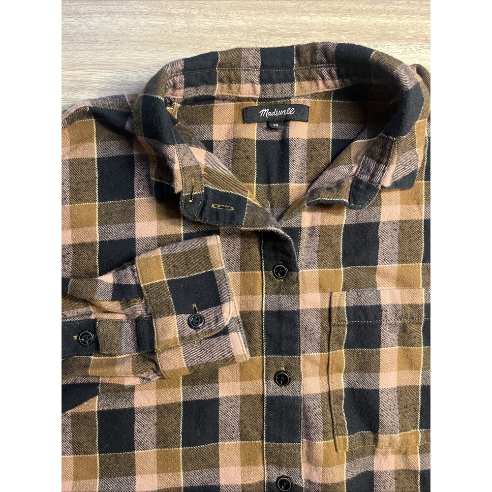Madewell Pink Brown Black Plaid Flannel Button-Down Shirt Size XS
